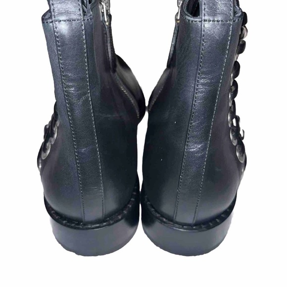ALEXANDER MCQUEEN Chelsea Ankle Boots Black Leather EU 41 Silver Chain Punk New - Picture 8 of 10